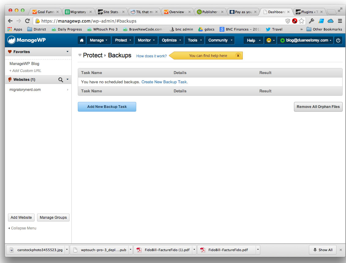 Automatic Backups with ManageWP