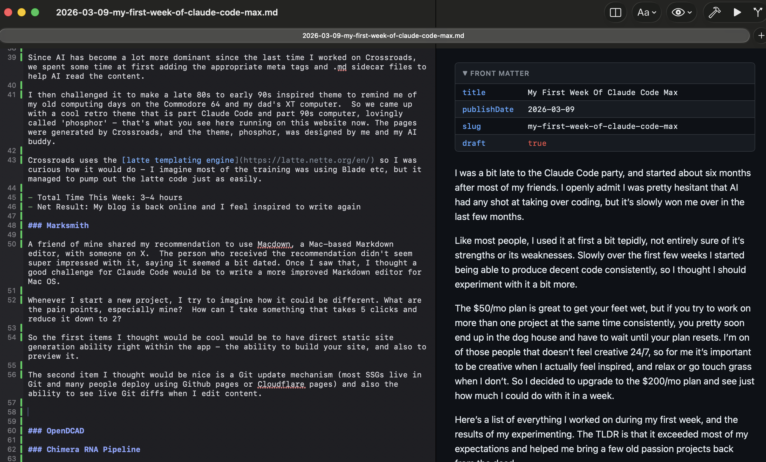 Behold, Marksmith markdown editor for Mac OS